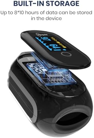 Rechargeable Pulse Oximeter Fingertip - Continuous Blood Oxygen Saturation Monitor, SpO2 and Pulse Rate Tracking, Finger O2 Pulse Oximeter, APP Report Features with Bluetooth, Custom Beep