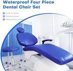 5Pcs Dental Chair Covers Set - Waterproof & Non-Slip PU Leather Elastic Full Covers with Foot, Seat, Headrest & Backrest Protectors for Dental Clinic Chairs(Deep Blue)