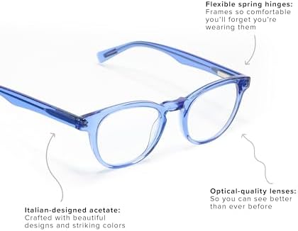 eyebobs Clearly. Unisex Blue Light Reading Glasses for Men and Women | Round Eye Glasses