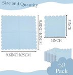 HEIPINIUYE 50 Pieces 3-ply Light Blue Napkin Disposable Scalloped Cocktail Napkins Beverage Napkins Dessert Napkins Paper Napkins for Wedding Birthday Party Paper Dinner Napkins