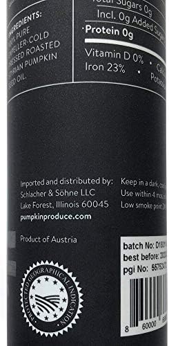 Schlacher & Söhne Styrian Pumpkin Seed Oil: 100% Pure, Cold Pressed, Non GMO, Gluten Free, Vegan, May Helps in Hair Growth, Made in Austria (8.4 FL OZ of 250 ml)