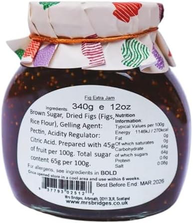 Mrs Bridges Fig Preserve, Made in Scotland, 12oz Jar (Pack of 3)