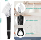 Soap Dispensing Dish Brush, Dish Scrub Brush with Soap Dispenser, Dish Soap Brush for Dishes, Pans, Sink, Pots