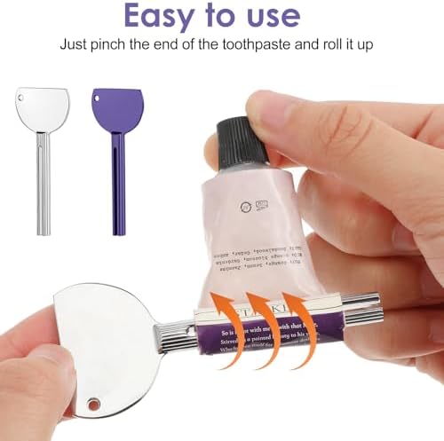 2PCS Toothpaste Squeezer Tool Metal Tube Squeezer Toothpaste Key Stainless Steel Dispenser Tube Squeezers Hand Cream Squeeze Key for Tubes Roller Set for Bathroom Cosmetic, Aids and Accessories