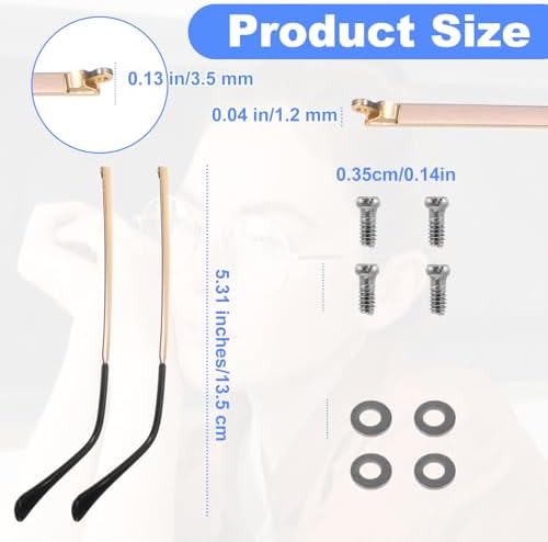 Glasses Repair Kit with Screws 2 Pairs Arm Replacement Eyeglass Glass Kit Temple Tightening Replacement for Legs Arms Replace Arms Eyeglasses Parts Blackand Golden