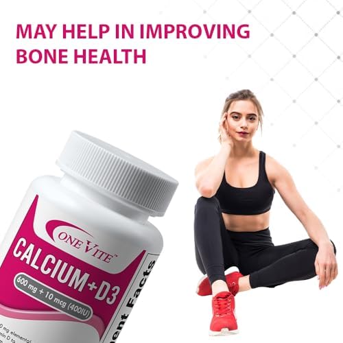 OneVite Calcium + D3 600mg + 10mcg Dietary Supplement 100 Tablets, Helps to Build and Maintain Bone Health