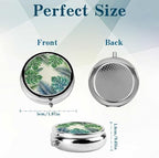 3 Compartment Travel Pill Case, Sealed Portable Pill Container Mini Size Metal Pill Box for Pocket Purse, Three Times a Day Pill Organizer for Children, Woman and Men - Palm Tree