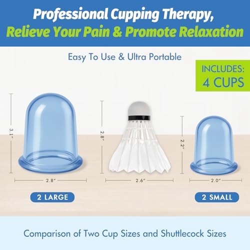 ELERA Silicone Cupping Therapy Sets, Cellulite Reduction Vacuum Cup - Cupping Kit for Massage Therapy (4 Cups)
