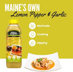 World Harbors Lemon Pepper Garlic Sauce & Marinade, Made in Maine, Ideal for Chicken Wings, Seafood, Grilled Meats, Salads, Stir-Fries, Sandwiches, Salads, Garnish Dipping Sauce 16 oz (Pack of 2)