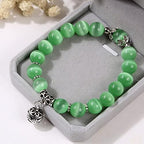 10mm White Green Purple Black Crystal Stone Beads Women's Bracelets Vintage Bracelet,Green Opal