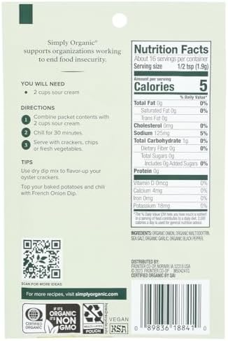 Simply Organic Dip Mix, French Onion, 1.1 Ounce (Pack of 12) by Simply Organic [Foods]