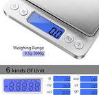 Digital Pocket Scale 3000g x 0.1g - Portable Mini Digital Scale for Jewelry, Food, Kitchen, Herbs, Coins & Gold - High-Accuracy Gram Scale with LCD Display, Tare Function & Battery Operation