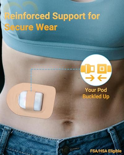 40 Pack Omnipod 5 Overpatches, Amolyfe Omnipod 5 Adhesive Patches Waterproof with Stretchable Strap, Optimized Split Backing for Easy Use, Breathable, Medical Adhesive (Tan)