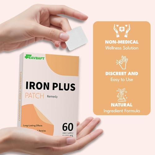 Iron Support Topical Patch – Easy to Use, 60 Days Supply – Sugar-Free, Latex-Free, Natural Alternative – Ideal for Energy & Vitality