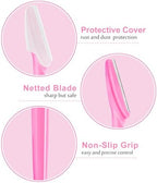 HFATMOS 12 Pcs Eyebrow Razors, Face Razors Multipurpose, Exfoliating Dermaplaning Tools, Eyebrow Trimmers Shaver with Protective Cover, Facial Hair Removal for Women Men Body Use (Pink)