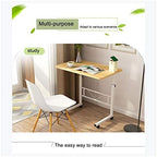 Mobile Overbed Table Portable Overbed Chair Table Height Adjustable Pc Overbed Table Classroom Training Table with Wheels Over Bed,Warm White-80 * 40cm