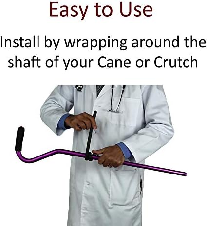 Crutcheze Cane Holder 3 Pack – Flexible Wrap Clip for Walking Sticks – for Walkers, Rollators, Scooters – Keeps Canes Within Reach – Lightweight Cane Accessory