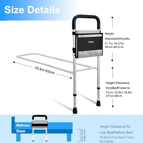 Bed Rails for Elderly Adults Safety, Height Adjustable Bed Cane, Bed Assist Rails for Seniors with Support Feet, Bedrails for Elderly Adults Grab Bar Handrails for Most Genre