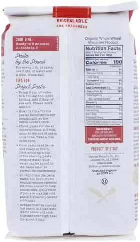 DeLallo, Elbows No. 52, 100% Organic Whole Wheat Pasta, 16 oz (454 g)(Pack of 1)