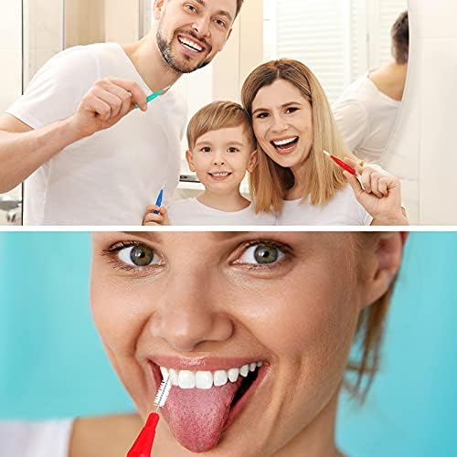 Patelai 50 Counts Braces Brush for Cleaner Interdental Brush Toothpick Dental Tooth Flossing Head Oral Dental Hygiene Flosser Toothpick Cleaners Tooth Cleaning Tool(Red, Blue, Green, Orange)