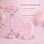 Jade-Style Roller and Gua Sha Set, Cooling Facial Massage Tools, Smooth Resin Skincare Duo for Face & Neck