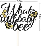 What Will Baby Bee Cake Topper,Gender Reveal Cake Decor,Bee Theme Birthday Cake Topper,Honey/Bee Beehive/Boy or Girl Gender Reveal Pregnancy Announcement Baby Shower Party Supplies
