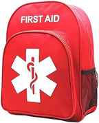 Red Emergency Bag First Aid Backpack Empty Medical Treatment First Responder Trauma Bags for Hiking Outdoors Travel Camping Pet Dog Cat Daycare (Red White)