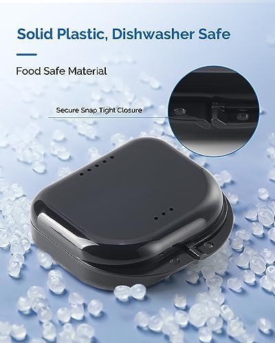 JMU Retainer Case with Vent Holes, Mouth Guard Case Dental Storage Container, Black