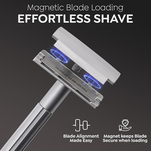 Parker Safety Razor, The SOLOEDGE – Single Edge Razor with Magnetic Head & 100 Platinum SE Blades – Precision Shaving, Reusable & Plastic-Free Razor for Men & Women
