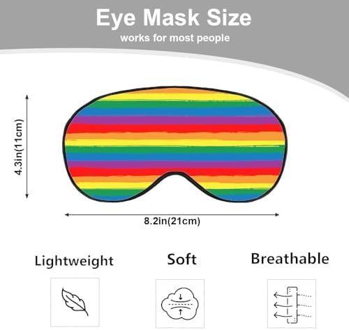 Rainbow Striped Sleep Eye Mask LGBT Flag Color Stripes Art Silk Eye Mask Sleeping Soft Eye Shade Cover for Men Women Boy Girl Airplane Travel with Elastic Strap