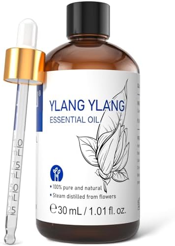 HIQILI Ylang-Ylang Essential Oil, Long-Lasting Scent for Diffusers, Perfumes, Aromatherapy, DIY - 1.01 Fl Oz