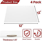 4 Pack Translucent Silicone Sheets, 12'' x 12'' x 1/8'' 60A Duro White Rubber Mat, Heavy Duty Rubber Gasket Material, Semi Clear Silicone Pads for DIY Seals, Flooring, -76 to 356°F Resistant