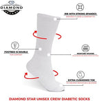 Diamond Star Diabetic Socks, Non-Binding Circulatory Cushion Cotton Crew Diabetic Socks for Men Women