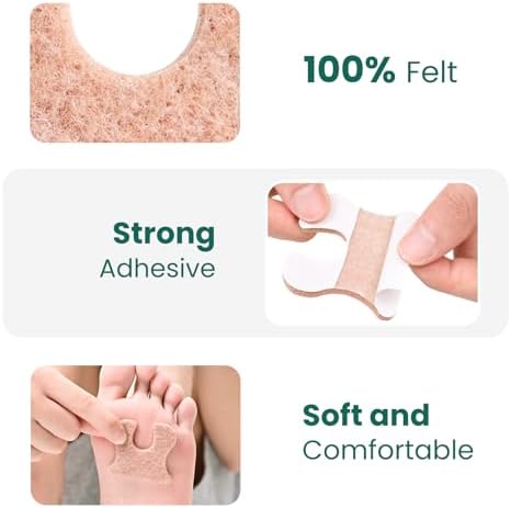 Welnove U-Shaped Felt Callus Pads, 36-Pc Pack – Self-Adhesive Cushions to Prevent Rubbing & Relieve Pain