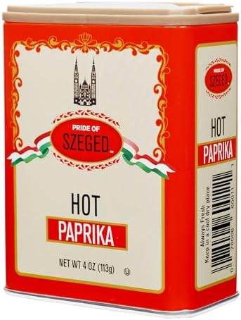 Pride of Szeged Hot Paprika Powder, Bright Red, 4 oz. Tin, 1-Count