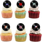 18pcs 80s Vinyl Record Cupcake Toppers for Boys Girls Adults 80s 90s Birthday Themed Party Decorations Supplies Rock and Roll Music Cake Decorations