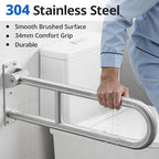 Toilet Grab Bar, Bathroom Safety Handrail Wall Mounted, 304 Stainless Steel Flip Up Folding Support Rail for Elderly Seniors and Handicap Assistance (30 Inch)
