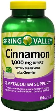 Generic Spring Valley Cinnamon Plus Chromium, 1,000 mg, 180 Count Capsules - Natural Dietary Supplement for General Wellness & + Sticker Dri Store