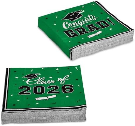 Gatherfun Graduation Party Disposable Napkins Paper Napkins for College High School Graduation 3-Ply 50 Pack Green