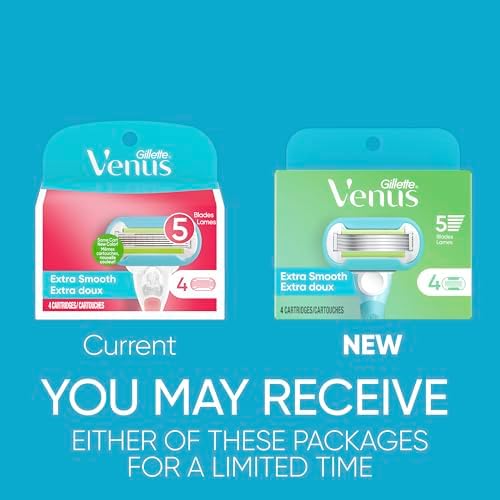 Gillette Venus Extra Smooth Womens Razor Blade Refills, 4 Count, Designed for a Close, Smooth Shave