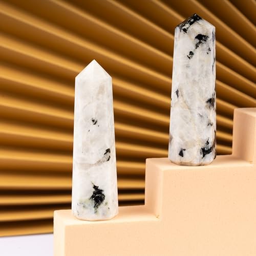Rainbow Moonstone Healing Crystal Tower Obelisk – Crystals and Healing Stones for Meditation, Reiki, Chakra Balancing, and Crystal Grids – Crystal Points for Home or Office – Spiritual Decor & Gift