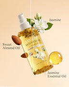 Organic Jasmine Multi-Used Body Oil For Skin, Face, Hair and Nails, With Handpicked Petals, Jasmine Essential Oil & Vitamin E & Almond Oil Nourishing & Hydrating, for Moisture & Skin After Bath Oil