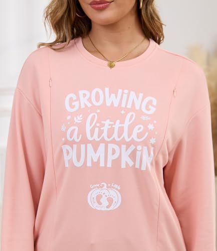 Women Nursing Sweatshirt for Breastfeeding Hidden Zippers Nursing Tops Long Sleeve Comfortable Maternity Sweater
