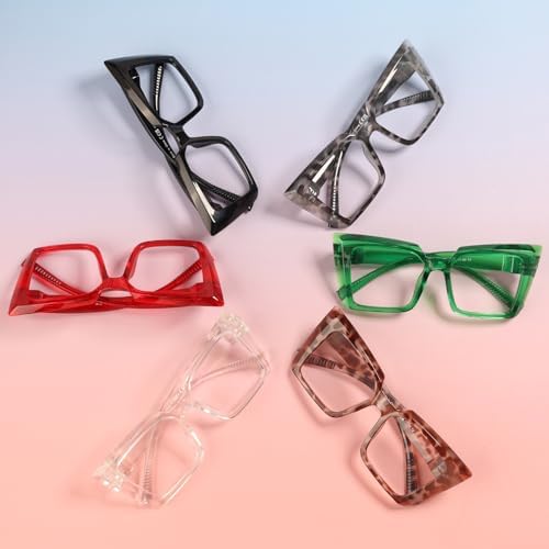 Eyekepper Oversize Metalless Screwless Blue Light Blocking Reading Glasses Women - 6 Pack Large Frame Computer Readers