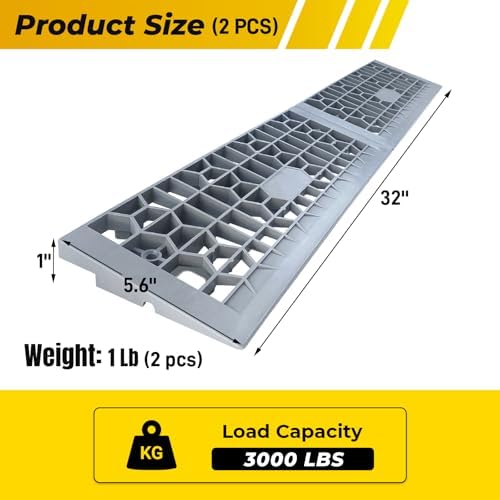 Modular Threshold Ramps for Doorways, 1" Rise Wheelchairs Ramps for Home Indoor, Solid Upgrade Material 3000 Lbs Load Capacity Door Ramps for Cars(2 PCS)