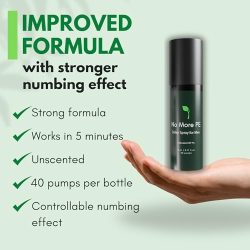 Desensitizing Delay Spray for Men 5 ml (40 Pumps), Unscented Climax Control Delay Spray with Improved Numbing Effect, Increases Men’s Time in Bed