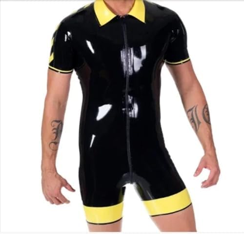 Latex Rubber Gummi Ganzanzug lapel sports uniform Catsuit 0.45mm XS-XXL