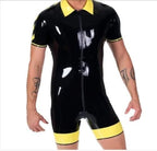 Latex Rubber Gummi Ganzanzug lapel sports uniform Catsuit 0.45mm XS-XXL
