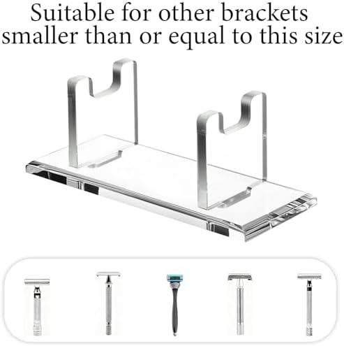 2 Pcs Acrylic Men's Razor Stand Holder Safety Razor Stand Stable Storage Bracket Shaving Brush Stands Bathroom Compatible with MK23C, Clear