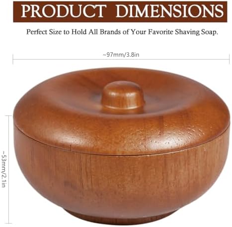 Wooden Shaving Bowl with Lid, Shaving Soap & Cream Bowl for Men Classic Style Easy to Lather Fits Wet Shaving (5#)